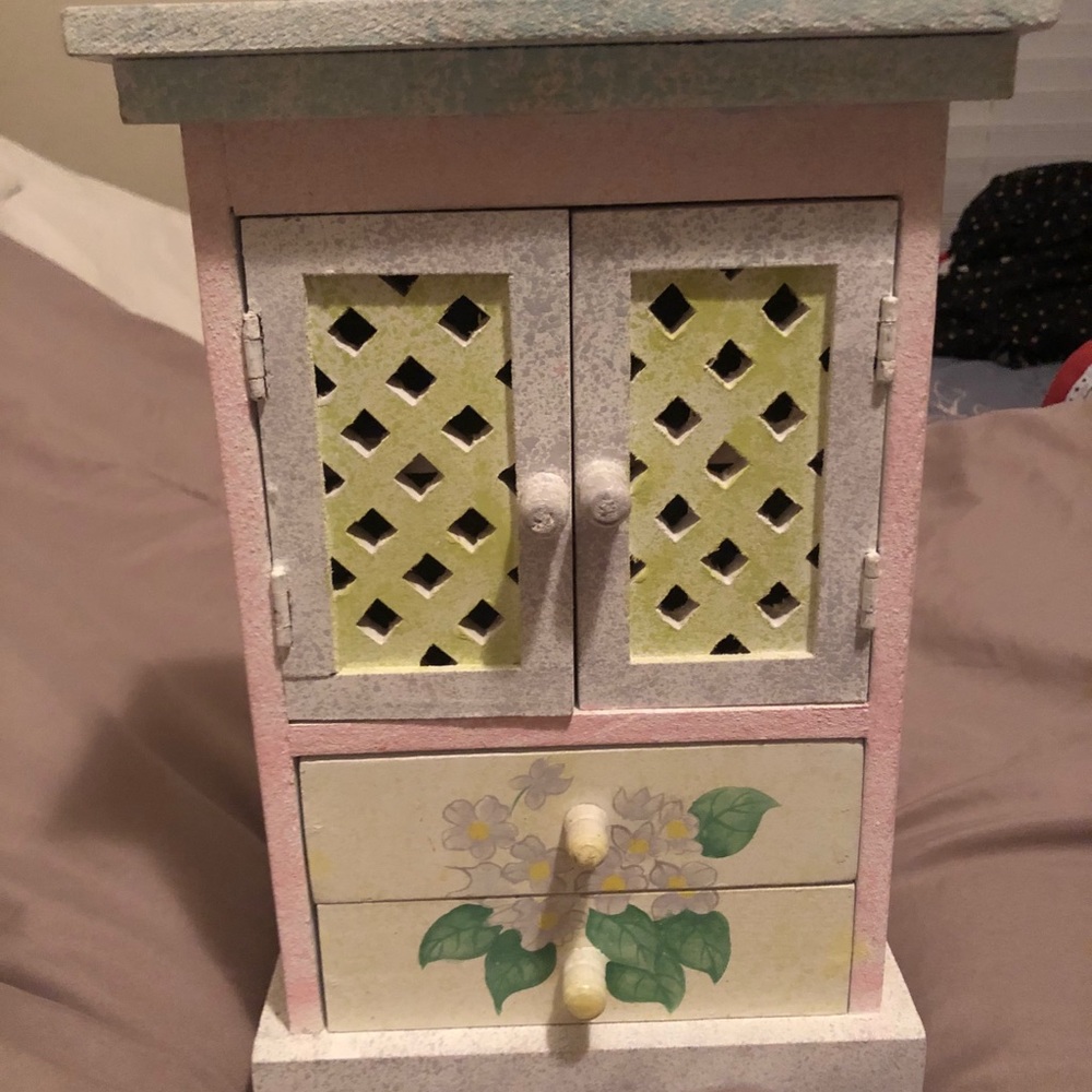 12”x8” Wooden Hand Painted Pastel Jewelry Box